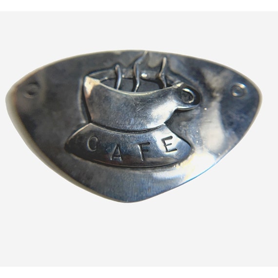 Mexico Sterling Silver Brooch Pin Cafe Coffee Cup… - image 1