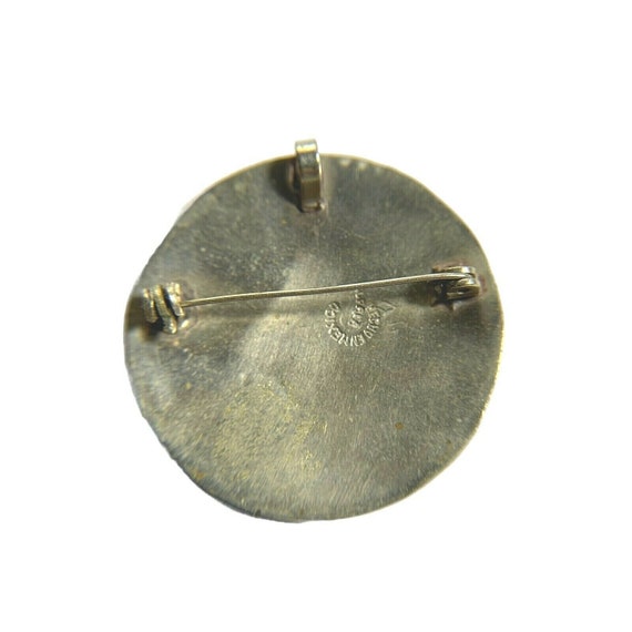 Vintage Mexico Silver Enamel Inlaid Brooch Pendan… - image 4