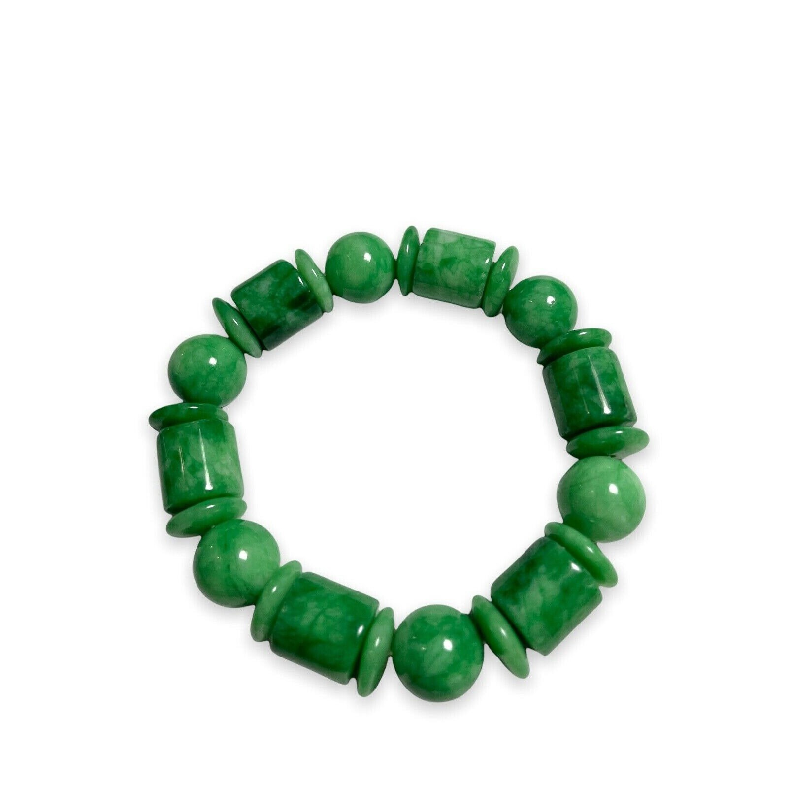 Green Jade Artisan Bead Bracelet with stretch cord 6.5 inch length Jade brings Good Luck and Longevity GJB01 Green Jade Artisan Bead Bracelet with stretch cord 6.5 inch length Jade brings Good Luck and Longevity GJB01