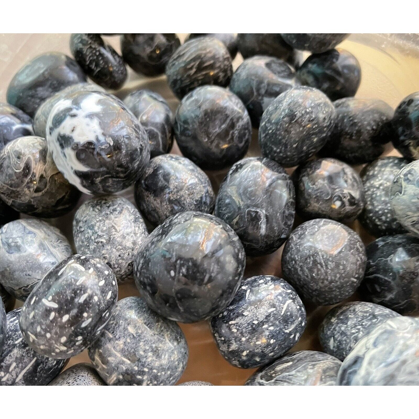 Pure Black Onyx Tumbled Stone From Tumbled Stones