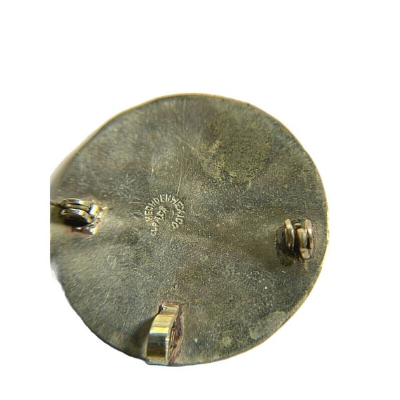 Vintage Mexico Silver Enamel Inlaid Brooch Pendan… - image 5