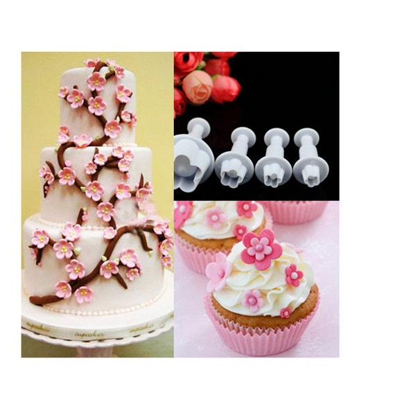 Plum Flower Cutter Plunger Fondant Sugar Craft Cake Decorating Etsy