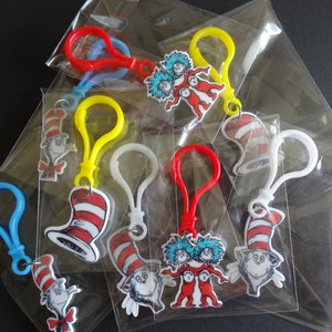 Dr. Seuss Cat in the hat Zipper Pull /Key Chain/Party Favors/ image 7