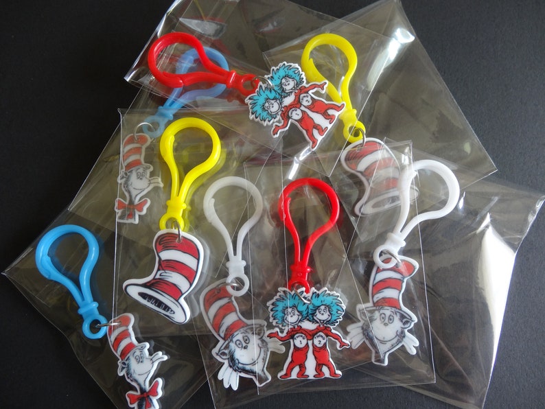 Dr. Seuss Cat in the hat Zipper Pull /Key Chain/Party Favors/ image 7