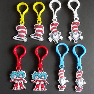 Dr. Seuss Cat in the hat Zipper Pull /Key Chain/Party Favors/ image 2