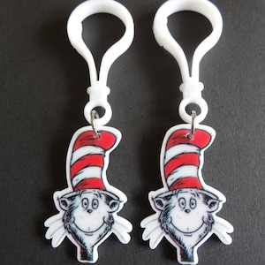 Dr. Seuss Cat in the hat Zipper Pull /Key Chain/Party Favors/ image 6