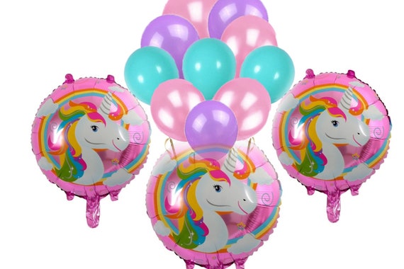 12 Pieces Unicorn Balloon Bouquet Birthday Decorations Party Etsy