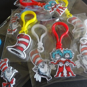 Dr. Seuss Cat in the hat Zipper Pull /Key Chain/Party Favors/ image 8