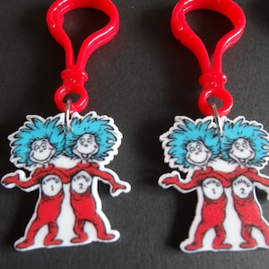 Dr. Seuss Cat in the hat Zipper Pull /Key Chain/Party Favors/ image 3