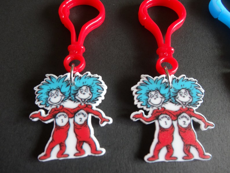 Dr. Seuss Cat in the hat Zipper Pull /Key Chain/Party Favors/ image 3