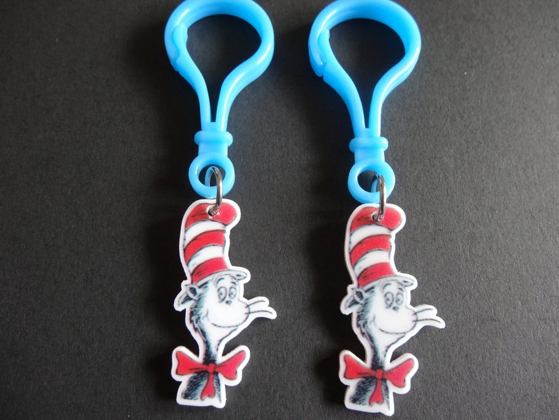 Dr. Seuss Cat in the hat Zipper Pull /Key Chain/Party Favors/ image 4