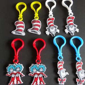 Dr. Seuss Cat in the hat Zipper Pull /Key Chain/Party Favors/ image 1