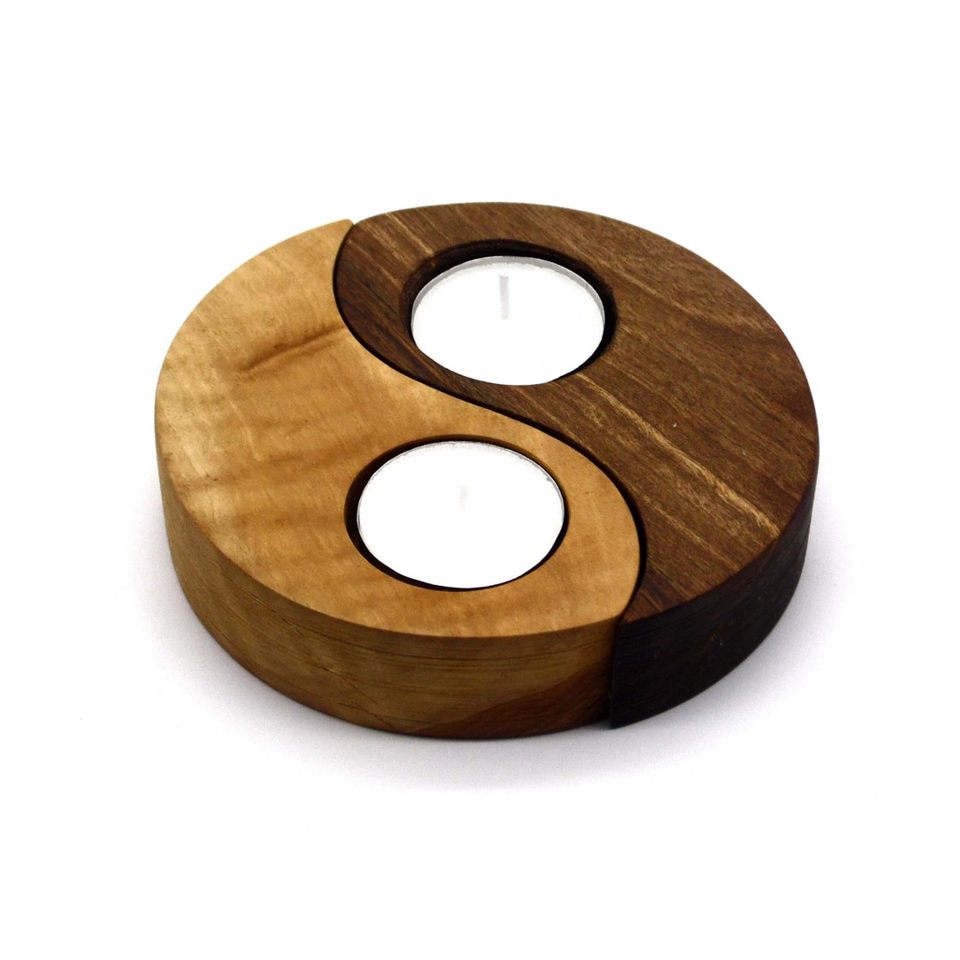 Yin and Yang Wooden Tealight Holders Including 2 Tea Lights Etsy