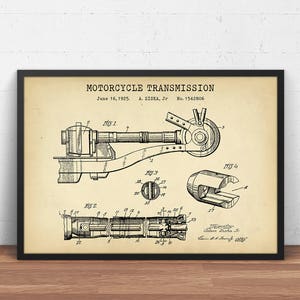 Motorcycle Transmission Patent Print, Motorbike Poster Print, Engine Art,  Motorcycle Enthusiast Man Cave Wall Art Decor