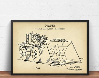 Lader Patentdruck, Frontlader Blueprint Kunst, Konstruktion, schwere Ausrüstung Wandkunst, Bedienung, Bauherr Geschenke