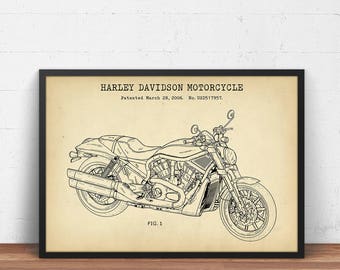 Motorcycle Patent Prints, Motorcycle Riders Gift, Motorcycle Blueprint Art, Cafe Racer Gift for him, Motorcycle Club Decor, Poster Wall Art