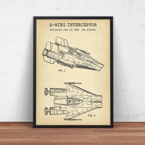 A Wing Fighter, Star Wars Patent Prints,  Boys Room Decor, Star Wars Gift for Kids, Sci-Fi decor, Movie Wall Art, Print