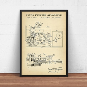 Cinema Wall Art, Sound Picture Apparatus Patent Blueprints, Movie Poster, Cinema Lover Gift, Home Theater Wall Decor, Movie Gallery Wall