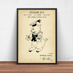 Fiddler Pig, The Three Little Pigs, Cartoon Character - 2/3, Funny Animal, Disney Fairy Tale, Kids Room Decor, Children Gifts, Funny Pig Art