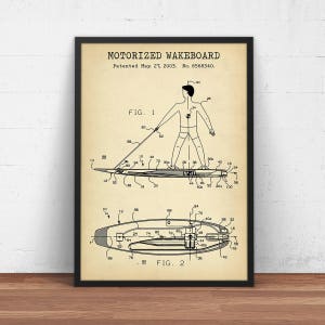 Wakeboard Patent Print,  Blueprint Art, Wakeboarding Poster Print, Wakeboard Print, Ski Wall Art, Water Sport Decor
