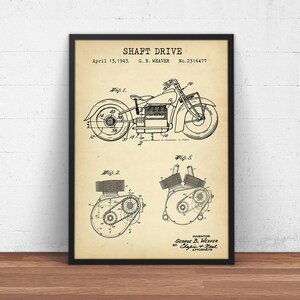 Indian Motorcycle Art, Motorcycle Shaft Drive Patent Print, Motorbike Poster Print, Man Cave Decor, Bike Enthusiast Gifts, Wall Art