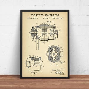 Puede incluir: Un dibujo de patente vintage en blanco y negro para un generador eléctrico, fechado el 27 de abril de 1937, con el inventor H. Ford y el número de patente 2078376. El dibujo muestra un diagrama detallado del generador con varias partes etiquetadas con números.