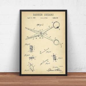 Barber Shears Patent Print, Barber Shop Decor, Antique Scissors Print, Hairdresser Beauty Technician, Bathroom Wall Art, Barber Poster