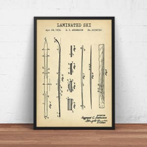 Ski Board Patent Print,  Snow Board Blueprint Art, Ski Poster Art, Skier Gifts, Skiing Wall Art Decor Vintage Snow Boarding