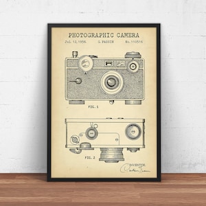 Photographic Camera Patent Print, 1938 Camera Blueprint Poster Print, Studio Decor Wall Art, Photographer Gift Photography Student Gifts