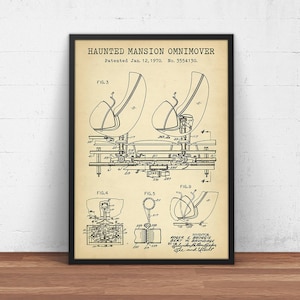 Haunted Mansion Ride, Omnimover Patent Print, Disneyland Art,  Disney World Blueprint Art, Kids Room Decor, Children&#39;s Gift