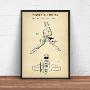 Blast 5 x 7 Desk Art Imperial Shuttle Patent Print with Stand Black Image on Gold Background Screened on Acrylic Blast 5 x 7 Desk Art Imperial Shuttle Patent Print with Stand Black Image on Gold Background Screened on Acrylic
