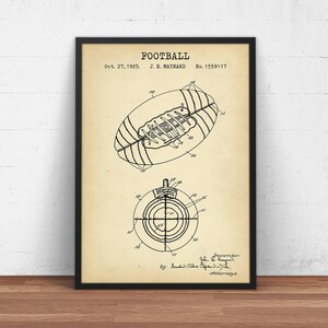 American Football Ball Patent Print,  Game Ball Poster Print, Football Gifts, Nursery Decor, Ball Blueprint Wall Art