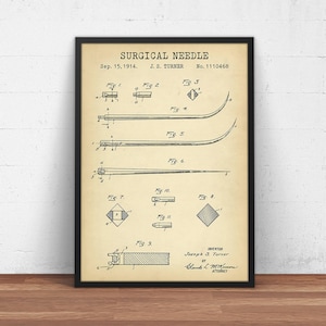 Surgical Needle 1914 Patent Print,  Medical Art, Doctor Office Decor, Surgeon Gift, Clinic Wall Art, Surgery Poster Art