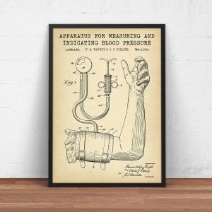 Medical Patent Print, Blood Pressure Apparatus Diagram Print, Medical student Gift, Gift For Doctor,  Clinical wall Art