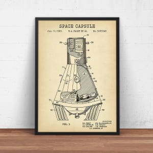 Space Capsule 1963 Patent Print,  Space Print, NASA Poster, Space Nursery Decor, Spaceship, Astronaut Gifts, Technology Art