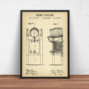 Beer Gift, Cooling Process Patent Print, Bar Decor,  Brewery Wall Art, Brewing Poster Print, Beer Gift, Vintage Art