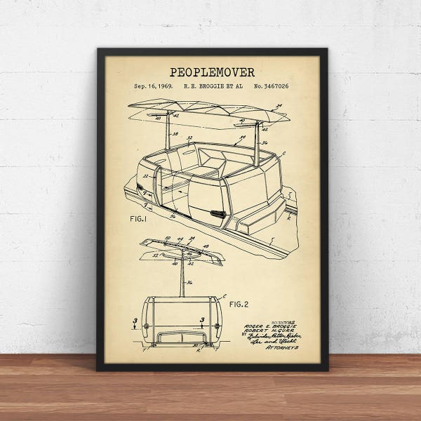 Peoplemover Patent Print, Disneyland Poster,  Disney World Blueprint Art, Kids Room Decor, Tomorrowland WEDway Magic Kingdom