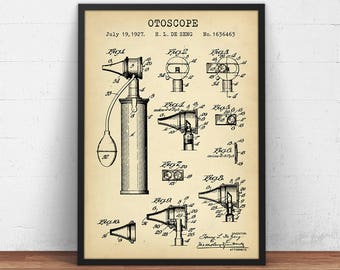 Otoscope Patent Poster, Otolaryngologist, Auriscope Medical Poster, Otolaryngology, ENT Doctor Gift, Ear Surgeon, Otorhinolaryngology Art