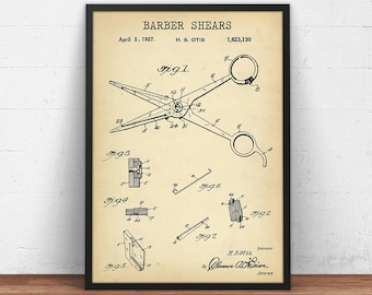 Barber Shears Patent Print, Barber Shop Decor, Antique Scissors Print, Hairdresser Beauty Technician, Bathroom Wall Art, Barber Poster