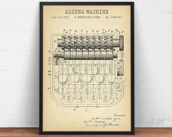 Adding Machine Patent Print, Calculator, Accountant Gift, Book Keeping, Office Decor, Classroom Wall Art Accounting Poster,