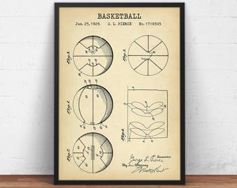 Basketball Patent Print, Sports Ball Blueprint Art,  Basket ball Poster Print, Vintage Basketball Gifts Boys Room Decor
