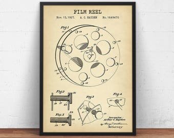 Film Reel Patent Art, Cinema Room Decor  Movie Poster prints Home Theater Decor Films Movies Cinema Director Filmmaker Gifts