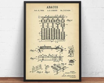 Abacus Patent Print, Accountant Gift, Accountancy, Book Keeping, Mathematical Calculation Instrument, Vintage Accounting,