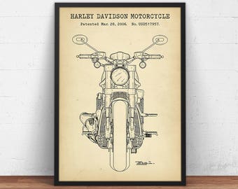 Motorcycle Blueprint Art, Motorcycle Patent Print, Gift For Him, Motorcycle Poster Print, Boys Room Wall Art, Man Cave Decor