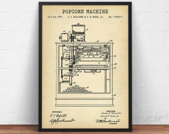 Cinema Patent Prints, Vintage Popcorn Machine Blueprint, Home theater Wall Art, Media Room Decor, Movie Hall, Filmmaker Actor Director Gifts