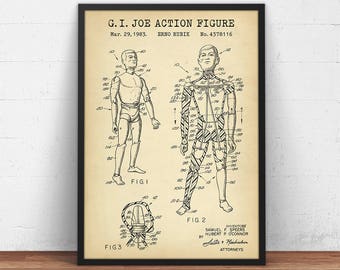 GI Joe Action Figure Patent Print,  Classic Gi Joe Poster Print, Speers Toy, 1966 G.I. Joe US Patent, Kids Room Decor