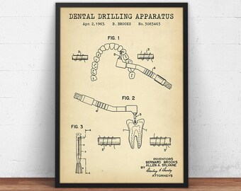 Dental Gifts, Dental Drill Patent Print,  Dentistry Decor, Dental Drill Poster Gifts, Dentist Wall Art, Dental Office Decor