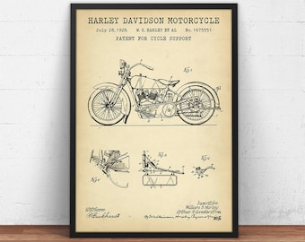 Harley Davidson Motorcycle Patent Print, Motorcycle Poster Print, Boys Room Decor, Motorcycle Enthusiast Gifts, Motorcycle Blueprint Art