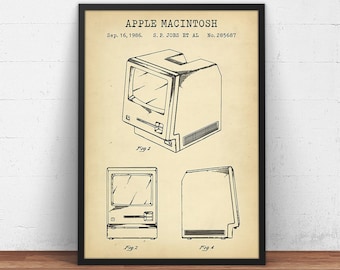 Apple Macintosh Patent Print,  Startup Office Decor, Technology Wall Art, Apple Computer Poster Print, Tech Gifts