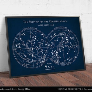 Position der Sternbilder, Astronomie Karte Poster Druck, Sternenkarte Drucke, Astronom Geschenke, Weltraum Wand Kunst Dekor